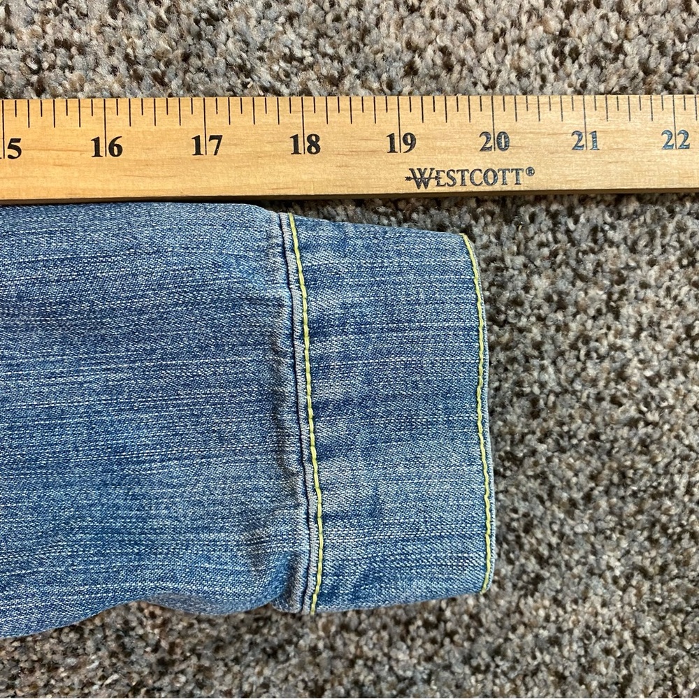 YMI Vintage 90s Y2K Light Blue Denim Moto Jacket - Picture 6 of 6